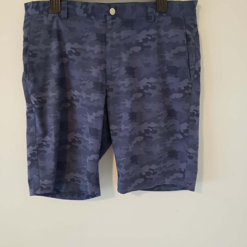 Peter Millar Activewear Golf Shorts Mens 34 Blue Camo Outdoor Preppy Athleisure